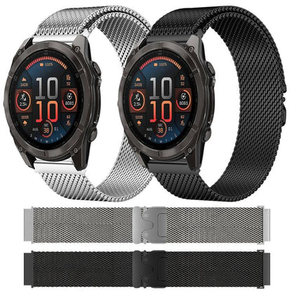 For Garmin Fenix 8/7X/6X/5X 26mm xDfind Milanese Parachute Buckle Stainless Steel Watch Band(Black) by xDfind