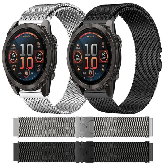 For Garmin Fenix 8/7X/6X/5X 26mm xDfind Milanese Parachute Buckle Stainless Steel Watch Band(Silver) by xDfind