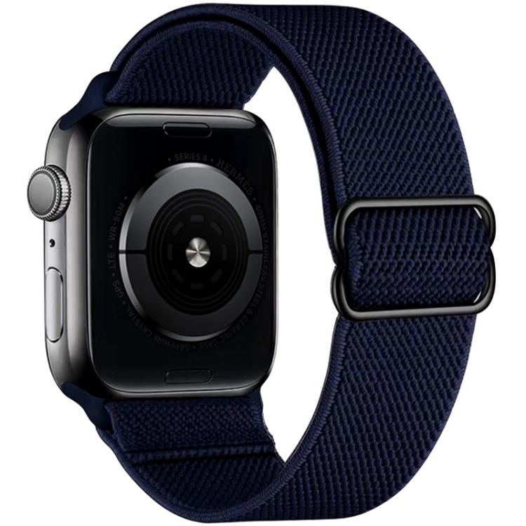 For Apple Watch 42 / 44 / 45 / 46 / 49mm xDfind Adjustable Slide Buckle Elastic Nylon Watch Band(Dark Blue) by xDfind