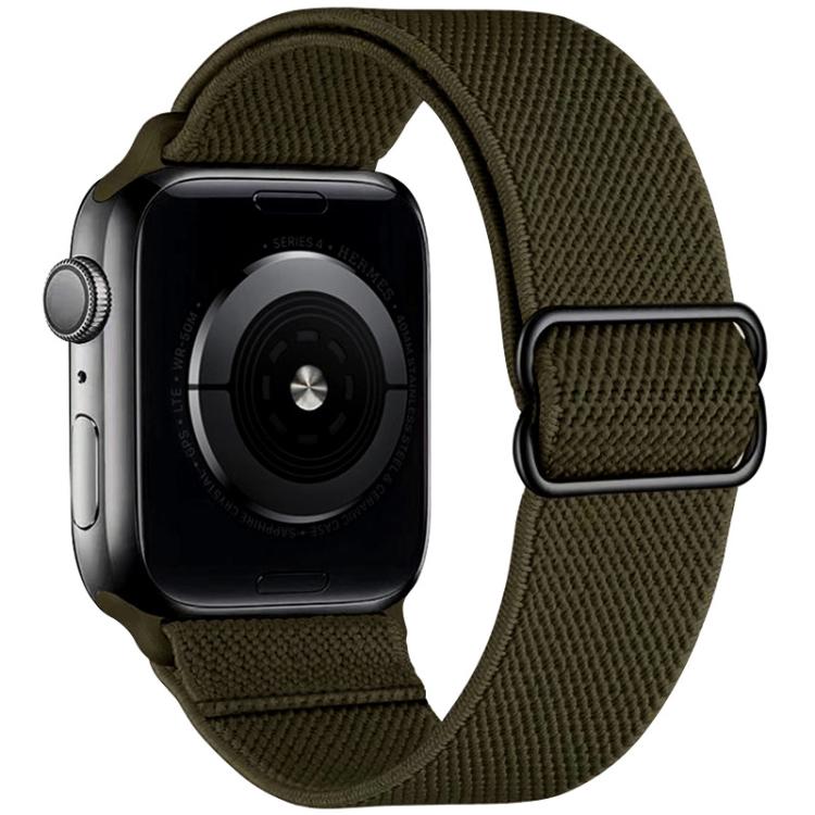 For Apple Watch 42 / 44 / 45 / 46 / 49mm xDfind Adjustable Slide Buckle Elastic Nylon Watch Band(Dark Olive Green) by xDfind