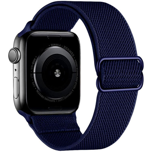 For Apple Watch 42 / 44 / 45 / 46 / 49mm xDfind Adjustable Slide Buckle Elastic Nylon Watch Band(Navy Blue) by xDfind