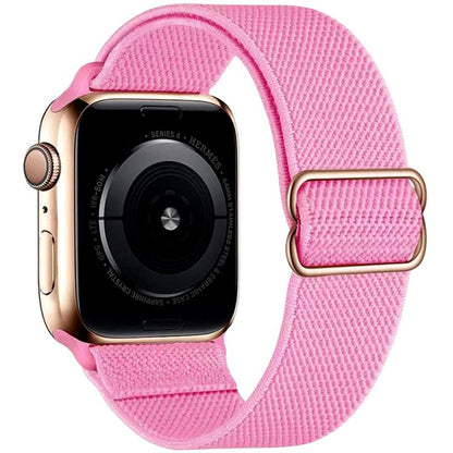 For Apple Watch 42 / 44 / 45 / 46 / 49mm xDfind Adjustable Slide Buckle Elastic Nylon Watch Band(Bright Pink) by xDfind