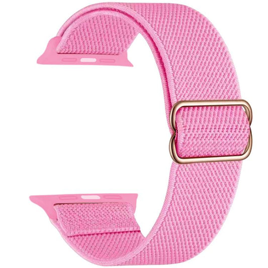 For Apple Watch 42 / 44 / 45 / 46 / 49mm xDfind Adjustable Slide Buckle Elastic Nylon Watch Band(Bright Pink) by xDfind