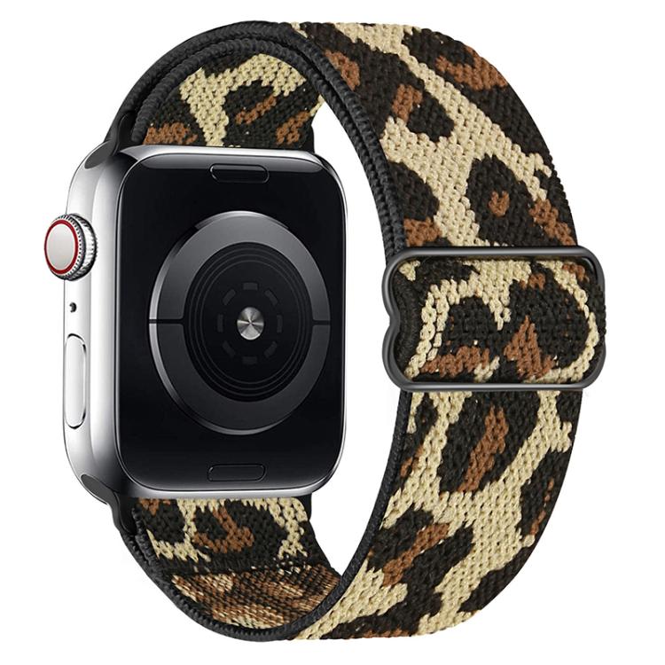 For Apple Watch 42 / 44 / 45 / 46 / 49mm xDfind Adjustable Slide Buckle Elastic Nylon Watch Band(Yellow Leopard) by xDfind