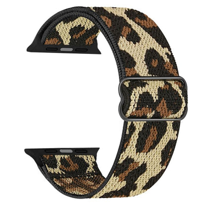 For Apple Watch 42 / 44 / 45 / 46 / 49mm xDfind Adjustable Slide Buckle Elastic Nylon Watch Band(Yellow Leopard) by xDfind
