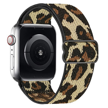 For Apple Watch 38 / 40 / 41 / S10 42mm xDfind Adjustable Slide Buckle Elastic Nylon Watch Band(Yellow Leopard) by xDfind