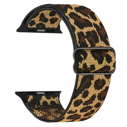For Apple Watch 38 / 40 / 41 / S10 42mm xDfind Adjustable Slide Buckle Elastic Nylon Watch Band(Black Leopard) by xDfind