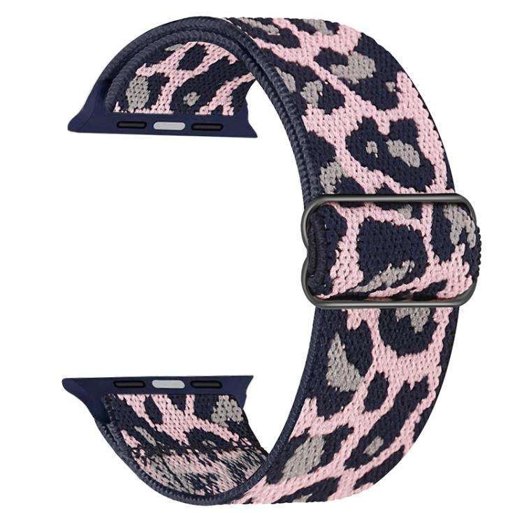 For Apple Watch 38 / 40 / 41 / S10 42mm xDfind Adjustable Slide Buckle Elastic Nylon Watch Band(Blue Leopard) by xDfind