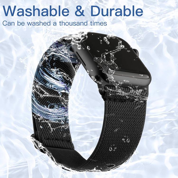 For Apple Watch 42 / 44 / 45 / 46 / 49mm xDfind Adjustable Slide Buckle Elastic Nylon Watch Band(Blue Leopard) by xDfind