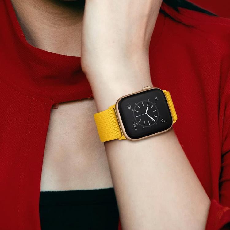 For Apple Watch 42 / 44 / 45 / 46 / 49mm xDfind Adjustable Slide Buckle Elastic Nylon Watch Band(Yellow) by xDfind