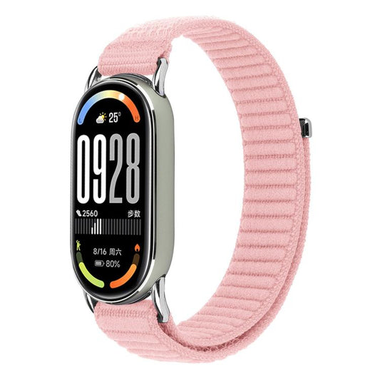 For Xiaomi Smart Band 10 / 9 / 8 xDfind Woven Nylon Hook And Loop Fastener Watch Band(Pearl Pink) by xDfind