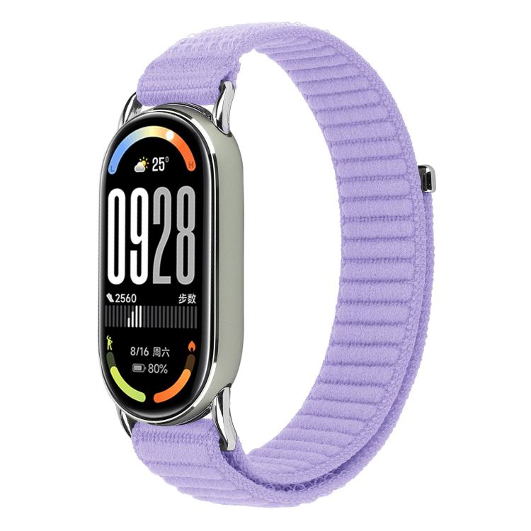 For Xiaomi Smart Band 10 / 9 / 8 xDfind Woven Nylon Hook And Loop Fastener Watch Band(Lilac) by xDfind