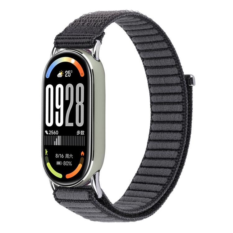 For Xiaomi Smart Band 10 / 9 / 8 xDfind Woven Nylon Hook And Loop Fastener Watch Band(Charcoal Grey) by xDfind