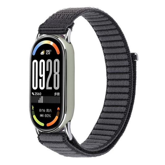For Xiaomi Smart Band 10 / 9 / 8 xDfind Woven Nylon Hook And Loop Fastener Watch Band(Charcoal Grey) by xDfind