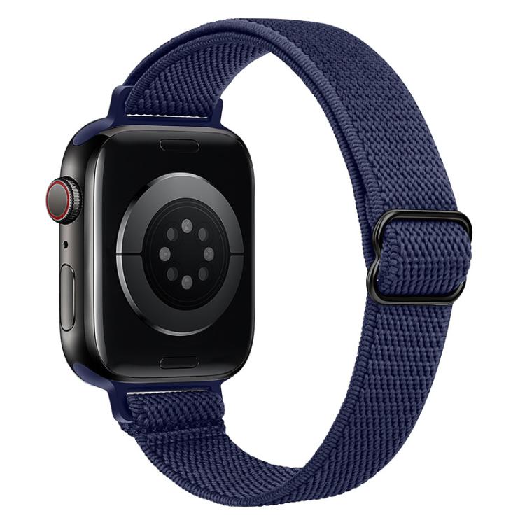 For Apple Watch 42 / 44 / 45 / 46 / 49mm xDfind Ladder Buckle Small Waist Elastic Nylon Watch Band(Navy Blue) by xDfind