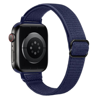 For Apple Watch 42 / 44 / 45 / 46 / 49mm xDfind Ladder Buckle Small Waist Elastic Nylon Watch Band(Navy Blue) by xDfind