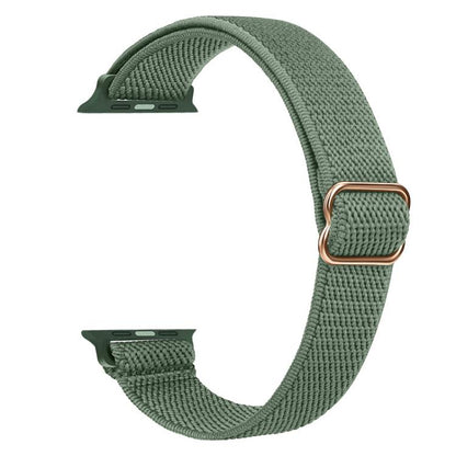 For Apple Watch 42 / 44 / 45 / 46 / 49mm xDfind Ladder Buckle Small Waist Elastic Nylon Watch Band(Pine Needle Green) by xDfind