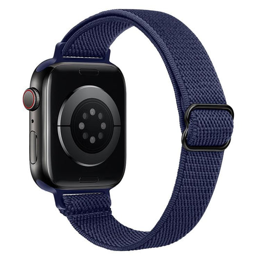 For Apple Watch 38 / 40 / 41 / S10 42mm xDfind Ladder Buckle Small Waist Elastic Nylon Watch Band(Navy Blue) by xDfind