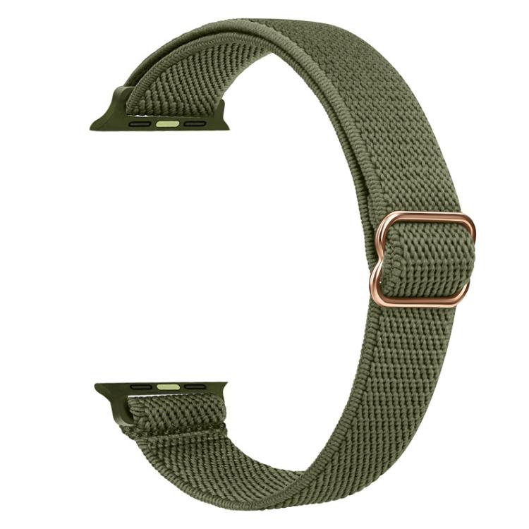 For Apple Watch 38 / 40 / 41 / S10 42mm xDfind Ladder Buckle Small Waist Elastic Nylon Watch Band(Olive Green) by xDfind