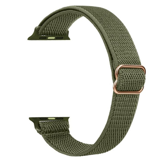 For Apple Watch 38 / 40 / 41 / S10 42mm xDfind Ladder Buckle Small Waist Elastic Nylon Watch Band(Olive Green) by xDfind