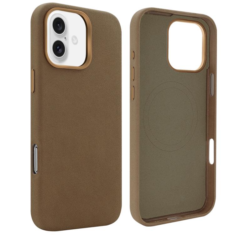For iPhone 16 VIETAO Suede MagSafe PU Leather Phone Case(Dark Brown) by VIETAO