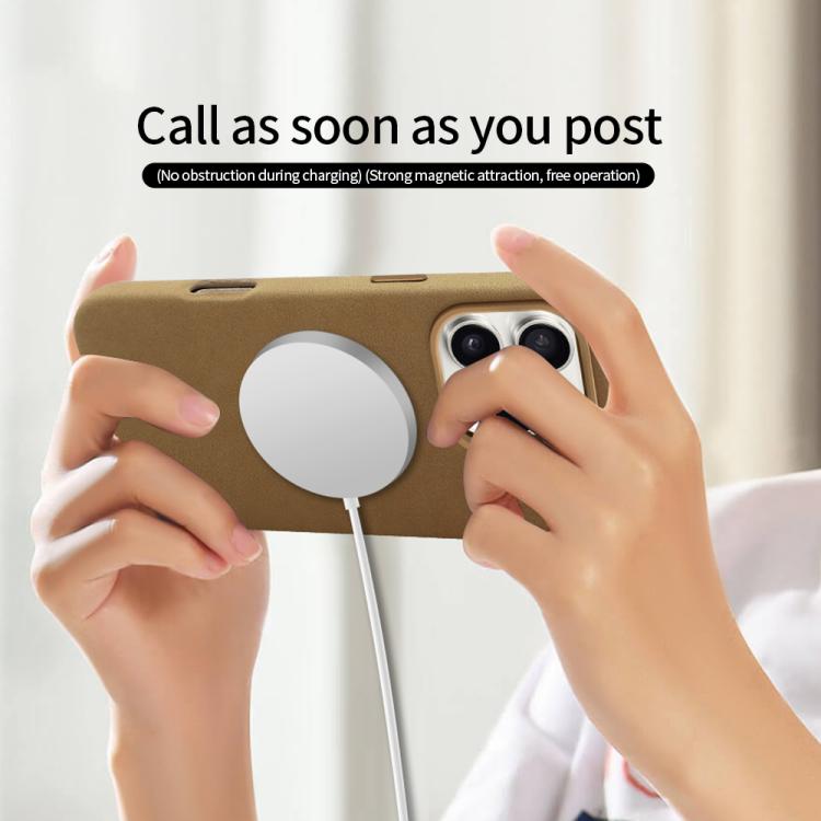 For iPhone 16 Pro VIETAO Suede MagSafe PU Leather Phone Case(Light Brown) by VIETAO