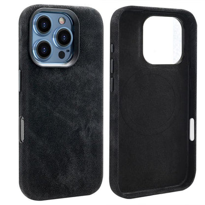 For iPhone 16 Pro VIETAO Retro Denim Texture PU Leather MagSafe Phone Case(Black) by VIETAO