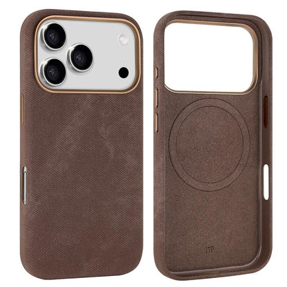 For iPhone 17 Pro Max VIETAO Retro Denim Texture PU Leather MagSafe Phone Case(Brown) by VIETAO