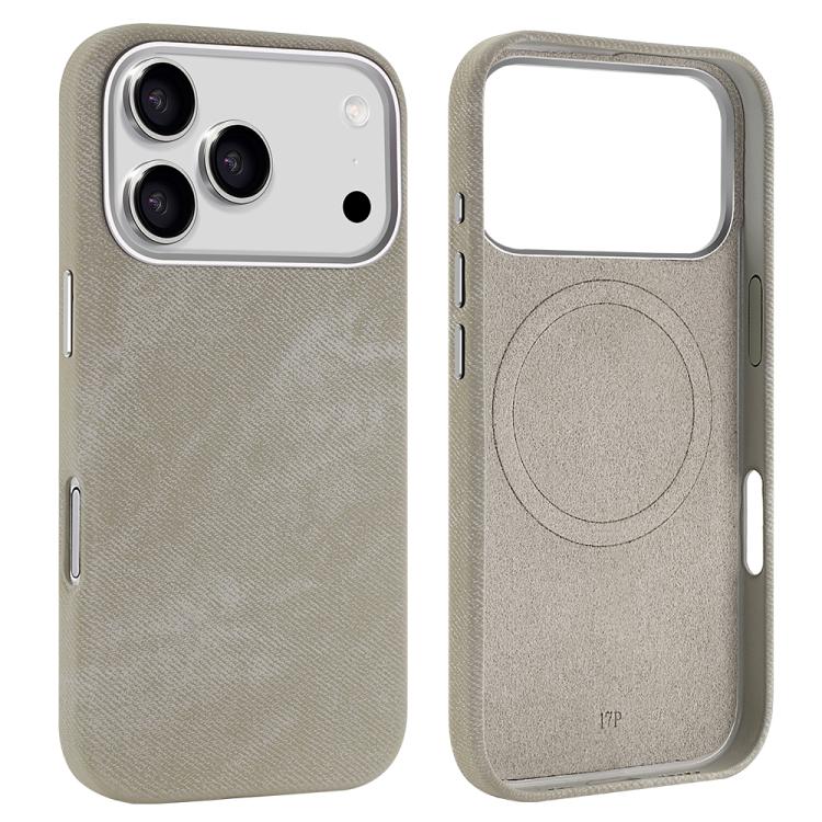 For iPhone 17 Pro Max VIETAO Retro Denim Texture PU Leather MagSafe Phone Case(Silver Grey) by VIETAO