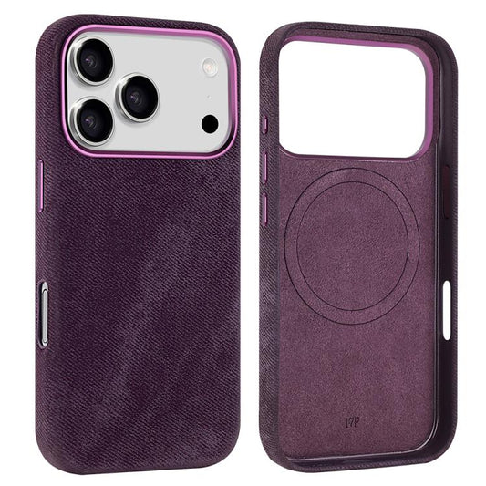 For iPhone 17 Pro Max VIETAO Retro Denim Texture PU Leather MagSafe Phone Case(Dark Purple) by VIETAO