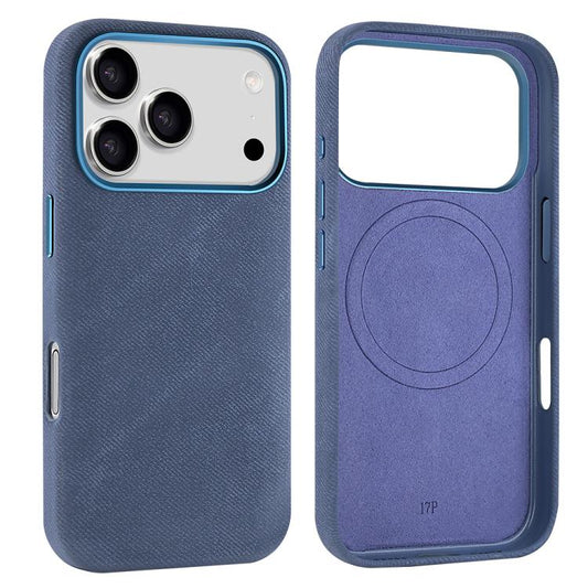 For iPhone 17 Pro VIETAO Retro Denim Texture PU Leather MagSafe Phone Case(Dark Blue) by VIETAO