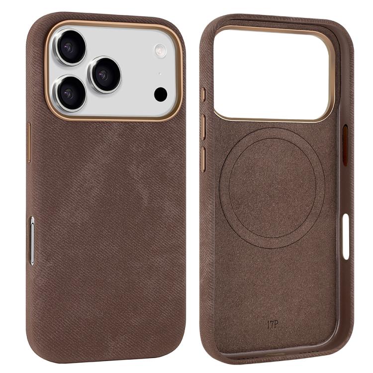 For iPhone 17 Pro VIETAO Retro Denim Texture PU Leather MagSafe Phone Case(Brown) by VIETAO