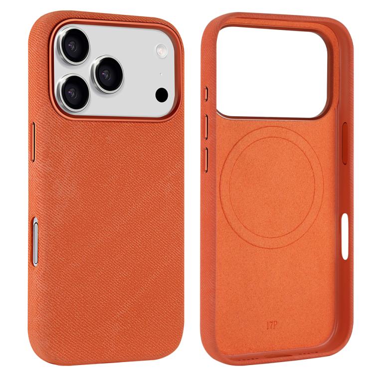 For iPhone 17 Pro VIETAO Retro Denim Texture PU Leather MagSafe Phone Case(Orange) by VIETAO
