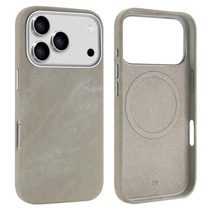 For iPhone 17 Pro VIETAO Retro Denim Texture PU Leather MagSafe Phone Case(Silver Grey) by VIETAO