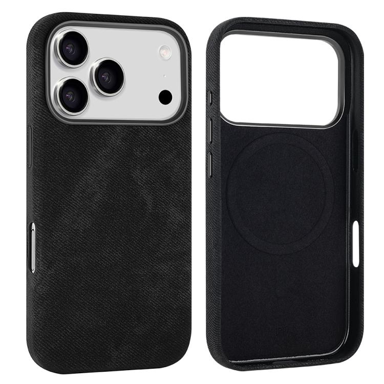 For iPhone 17 Pro VIETAO Retro Denim Texture PU Leather MagSafe Phone Case(Black) by VIETAO