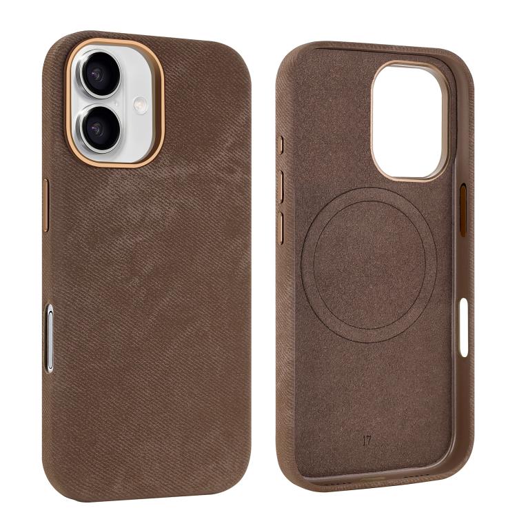 For iPhone 17 VIETAO Retro Denim Texture PU Leather MagSafe Phone Case(Brown) by VIETAO