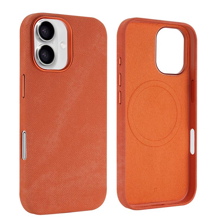 For iPhone 17 VIETAO Retro Denim Texture PU Leather MagSafe Phone Case(Orange) by VIETAO