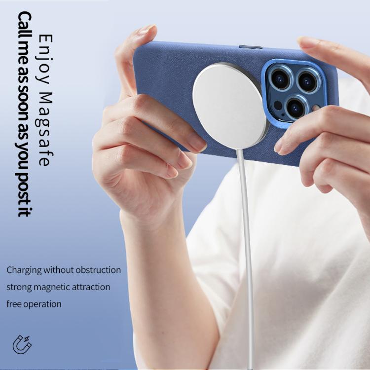 For iPhone 17 VIETAO Retro Denim Texture PU Leather MagSafe Phone Case(Dark Blue) by VIETAO