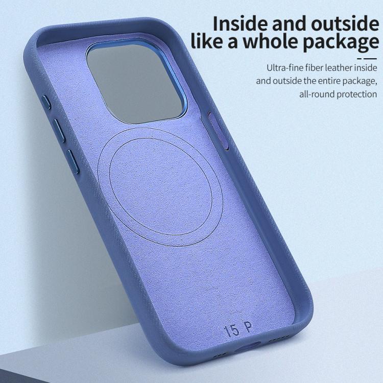 For iPhone 17 Pro VIETAO Retro Denim Texture PU Leather MagSafe Phone Case(Dark Blue) by VIETAO