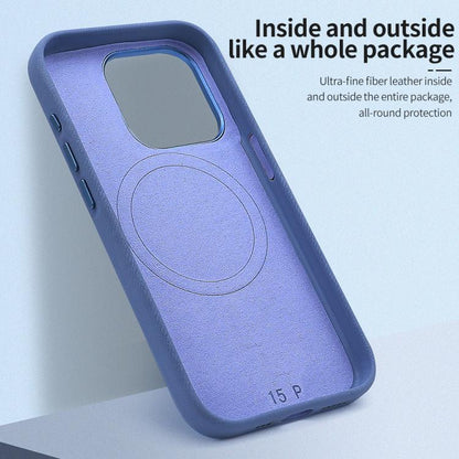 For iPhone 17 Pro VIETAO Retro Denim Texture PU Leather MagSafe Phone Case(Dark Blue) by VIETAO