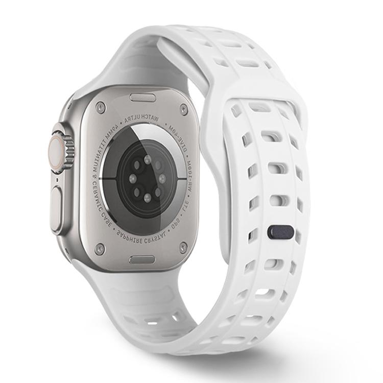 For Apple Watch 46mm / 49mm / 45mm / 44mm Shark Texture Holes Silicone Watch Band(White) by bashfashion