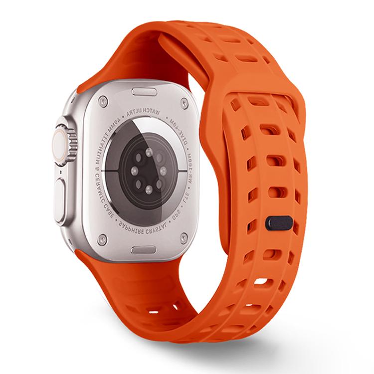 For Apple Watch 46mm / 49mm / 45mm / 44mm Shark Texture Holes Silicone Watch Band(Orange) by bashfashion