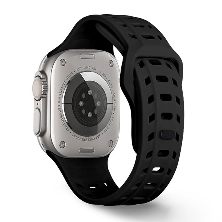 For Apple Watch 46mm / 49mm / 45mm / 44mm Shark Texture Holes Silicone Watch Band(Black) by bashfashion