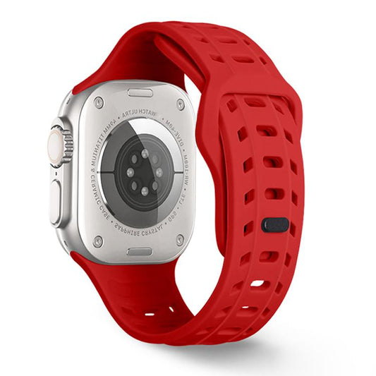 For Apple Watch 46mm / 49mm / 45mm / 44mm Shark Texture Holes Silicone Watch Band(Red) by bashfashion