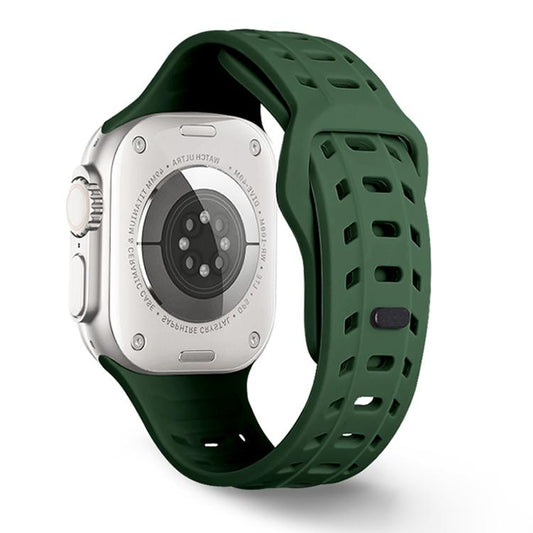 For Apple Watch 46mm / 49mm / 45mm / 44mm Shark Texture Holes Silicone Watch Band(Alfalfa) by bashfashion