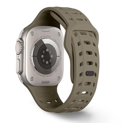 For Apple Watch 46mm / 49mm / 45mm / 44mm Shark Texture Holes Silicone Watch Band(Stone) by bashfashion