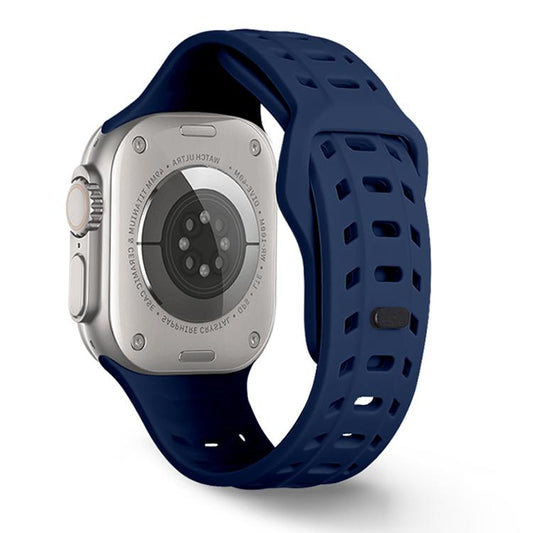 For Apple Watch 46mm / 49mm / 45mm / 44mm Shark Texture Holes Silicone Watch Band(Midnight Blue) by bashfashion