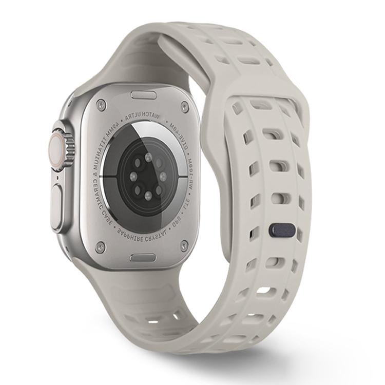 For Apple Watch 46mm / 49mm / 45mm / 44mm Shark Texture Holes Silicone Watch Band(Starlight) by bashfashion