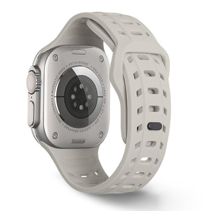 For Apple Watch 46mm / 49mm / 45mm / 44mm Shark Texture Holes Silicone Watch Band(Starlight) by bashfashion