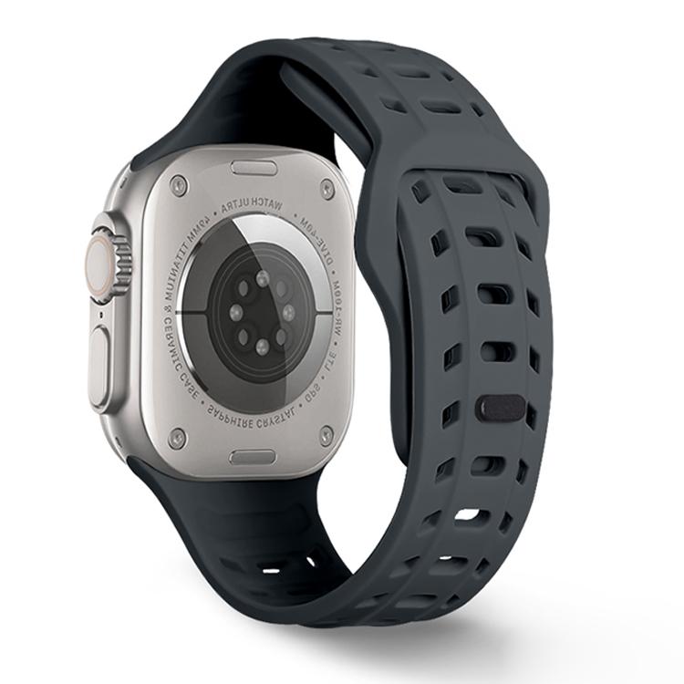 For Apple Watch 46mm / 49mm / 45mm / 44mm Shark Texture Holes Silicone Watch Band(Starry Lime) by bashfashion